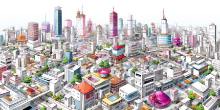 "Bangkok in Colors: Basic Illustration Captures the Vibrance of the Cityscape"の素材