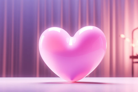 "On stage of Adoration: 3D Pink Heart Hovers, Radiating Affection and Warmth"の素材