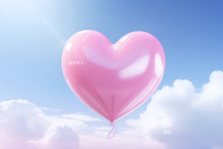 "Heartfelt Levitation: 3D Pink Heart Floating in a Playful Dance of Love"の素材