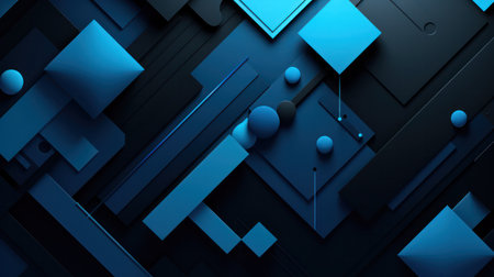 "Midnight Symphony: 3D Abstract Rendering in Dark Blue and Black Hues"の素材