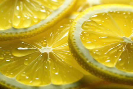 "Tart and Tangy: Close-Up of a Thin Slice of Zesty Lemon Fruit"の素材