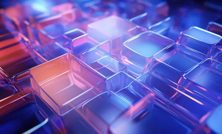"Futuristic Glassy Transparence: 3D Render Abstract Background - Evoking a Vision of Technological Elegance"の素材