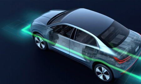 "Efficiency Meets Elegance: 3D Render of a Futuristic Electric Car, A Vision of Tomorrow's Roads"の素材
