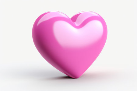 "3D Render of Pink Heart Symbol on Clean White Background - Love and Affection Concept"の素材
