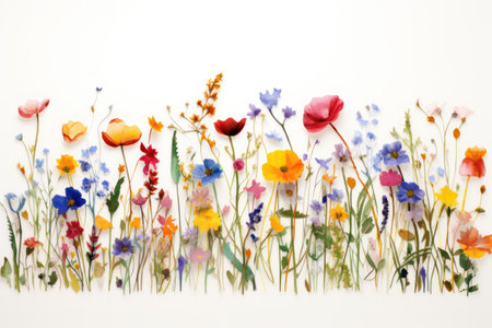 "Chromatic Elegance, Colorful Bouquet Art Set Against a Pure White Backdrop, A Symphony of Hues"の素材