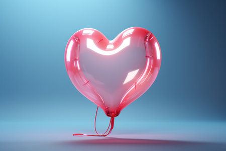 "Heartfelt Levitation, 3D Pink Heart Floating in a Playful Dance of Love"の素材