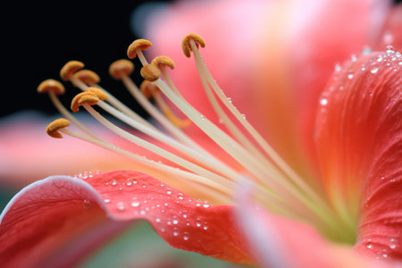 "Detailed Macro Shot of Red Flower's Stamens - Floral Beauty in Close-Up"の素材