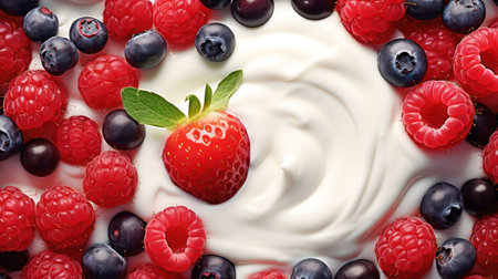 "Delicious Berry Yogurt background - Fresh and Nutritious Snack"の素材