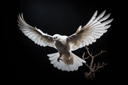 "Graceful White Dove Soaring in Flight - Symbol of Freedom"の素材