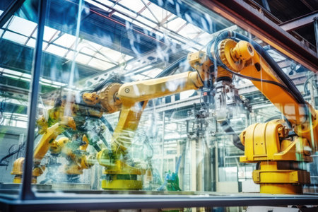 "Advanced Automation, Robot in Action on Industrial Production Line"の素材