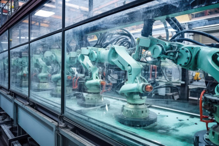"Advanced Automation, Robot in Action on Industrial Production Line"の素材