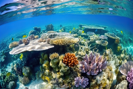 "Healthy and Vibrant Coral Reef in Clean Ocean Environment"の素材