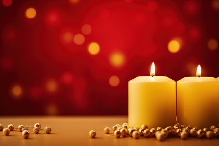 "Celebration Symbol, Yellow Candle on Bold Red Setting"の素材