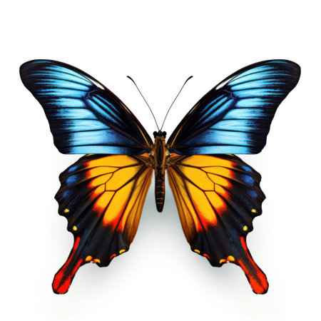 "Bright Yellow and blue Butterfly Isolated on Clean White Background"の素材