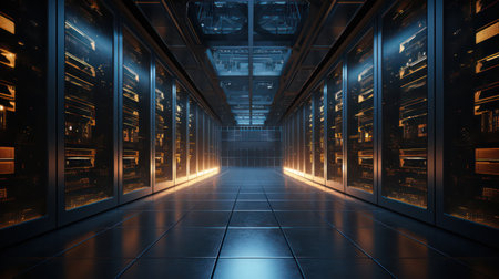 "Server Symphony, Technology and Data Storage Merge in the Heart of an Advanced Data Center."の素材