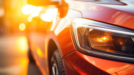 "Gleaming Elegance, Closeup of a Shining New Car - Automotive Perfection Up Close."の素材