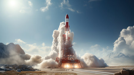 "Gateway to the Stars, Epic Moment as a Space Shuttle Takes Off into the Cosmos."の素材