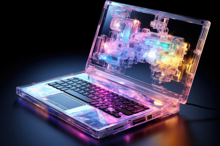 "Translucent Innovation, Futuristic Computer Tablet Glowing with a Mesmerizing Transparency."の素材