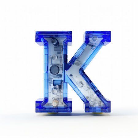 "K in Transparency, Letter 'K' Crafted with Clear Plastic Components for a Modern Aesthetic."の素材