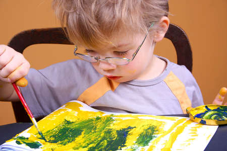 Boy painting3の写真素材