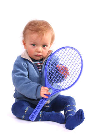 First lesson of tennisの写真素材