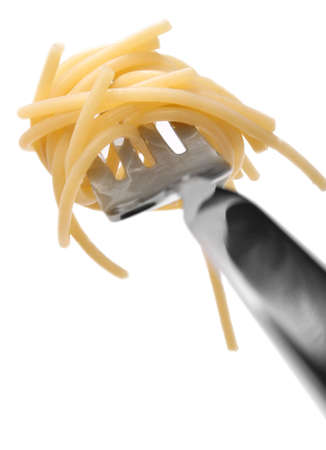 spaghetti on forkの写真素材