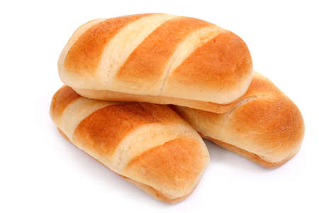 Three small loafs on white backgroundの写真素材
