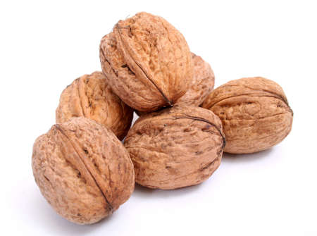 Walnuts in isolated whiteの写真素材