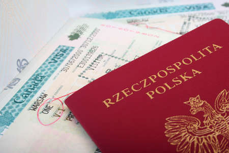 Polish Passport with Canadian visaの写真素材