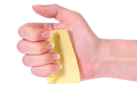 Hand with post-it notesの写真素材