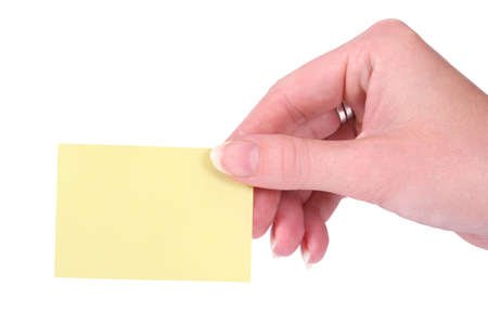 Hand with notecard - your text go hereの写真素材