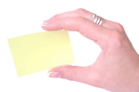 Hand with notecard - your text go hereの写真素材