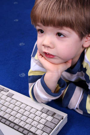 boy working on a laptopの写真素材
