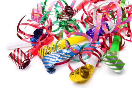Party blowers and paper streamersの写真素材