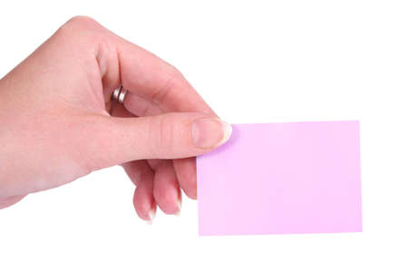 Post-It and hand a over white backgroundの写真素材