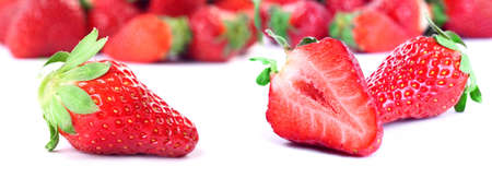 Strawberries on white backgroundの写真素材