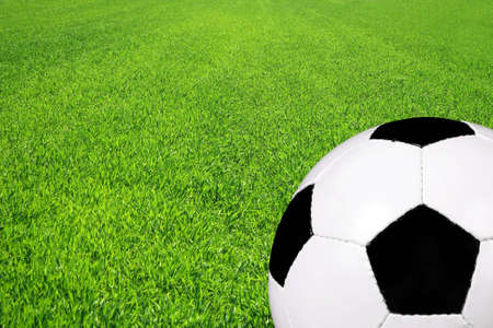 Soccer ball on a fieldの写真素材