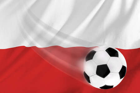 soccer ball and polish flagの写真素材