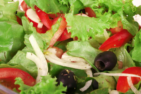Tossed green salad, with tomatoesの写真素材