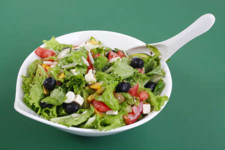 Tossed green salad, with tomatoesの写真素材