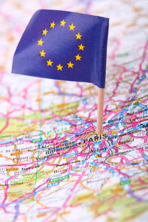 Close up of a road map of Parisの写真素材