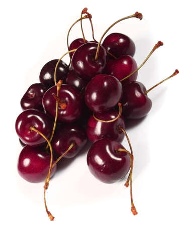 cherries on white backgroundの写真素材