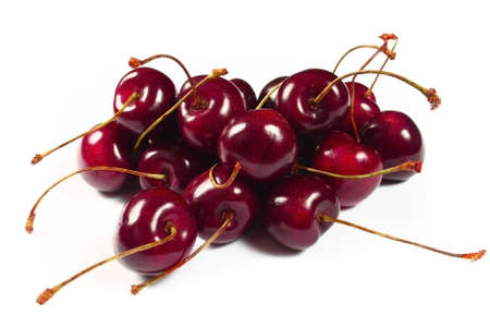cherries on white backgroundの写真素材