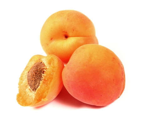 Apricots isolated on a white backgroundの写真素材