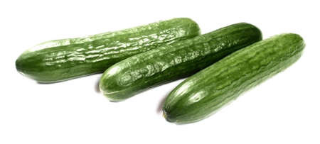 Fresh cucumbers on whiteの写真素材