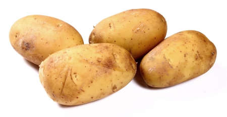 potatoes on white background close up shootの写真素材