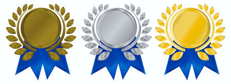 vector gold, silver and bronze award ribbonsの写真素材