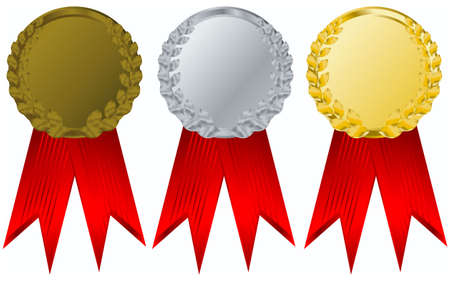 vector gold, silver and bronze award ribbonsの写真素材