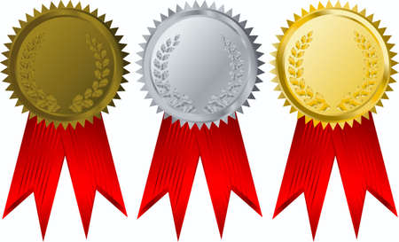 vector gold, silver and bronze award ribbonsの写真素材