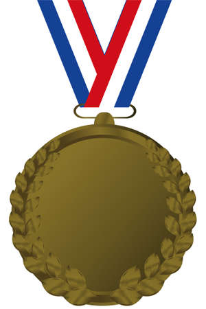 bronze medal with tricolor ribbonの写真素材